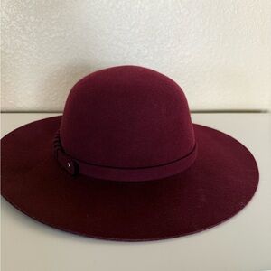 Jeff & Amy Burgundy Wool Wide Brim Fedora Hat NWT Boho Western